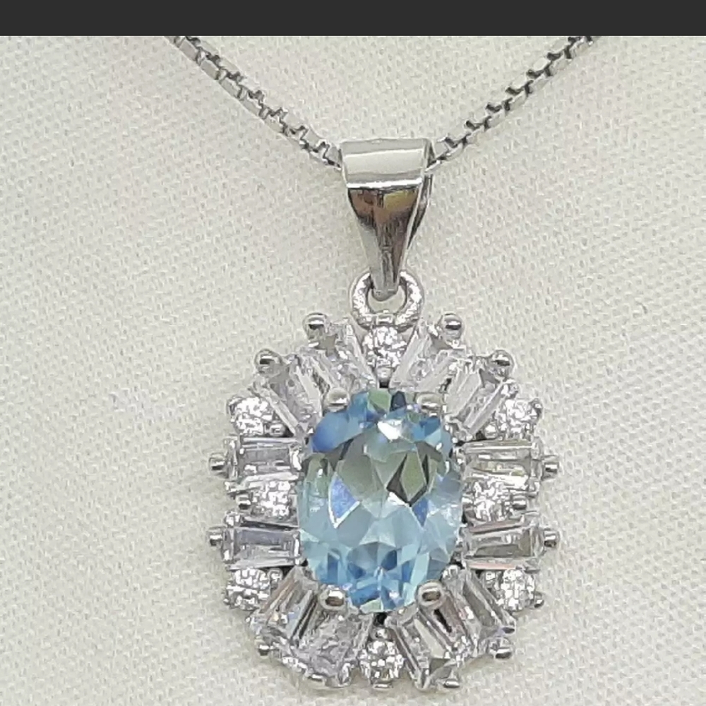 Swiss blue topaz pendant